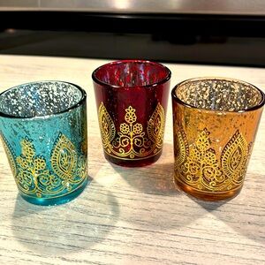 🕯️GLASS VOTIVE TRIO-Set of 3 glass votive candle holders